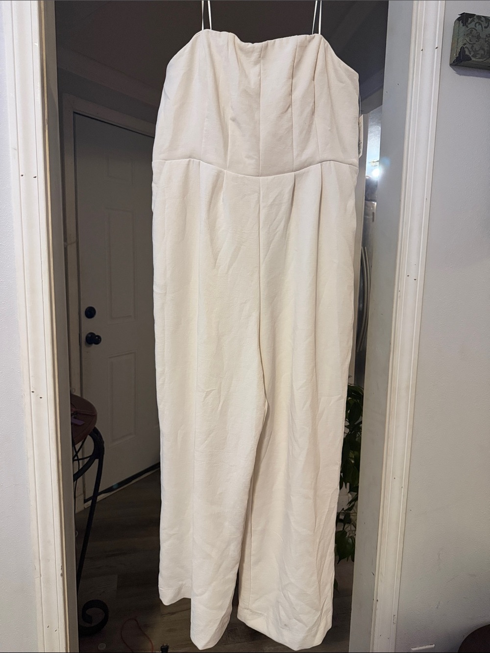 Strapless Wide-Leg Jumpsuit in Off-White